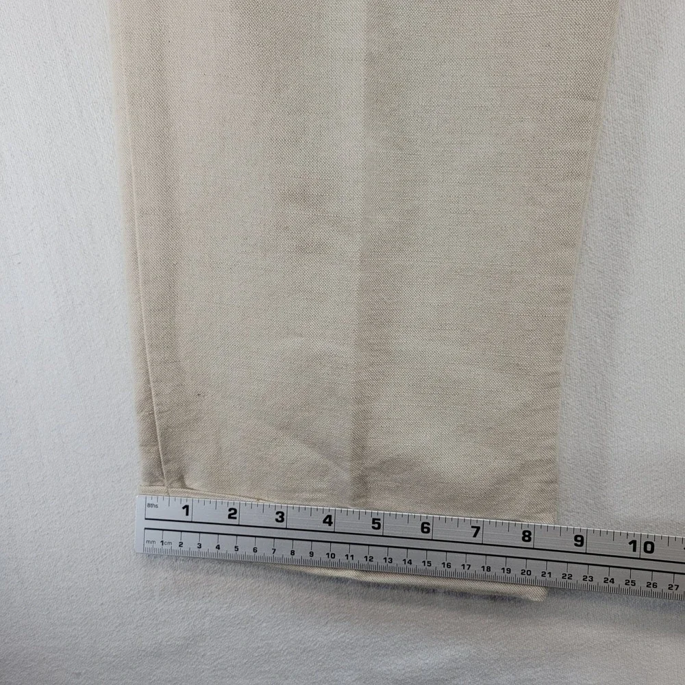 Club Room Pleated Trousers Mens 38x34 Beige Linen Cotton Cuffed Straight